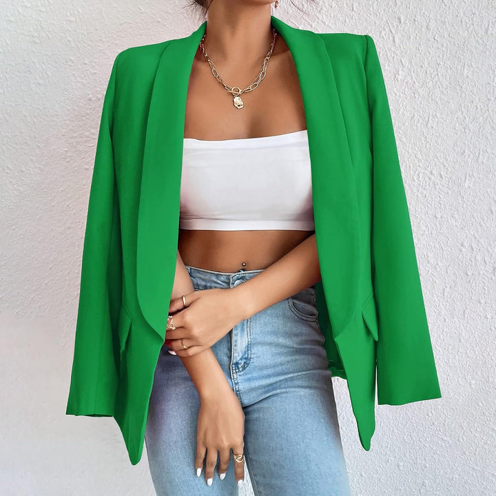 Damen Blazer Langer Casual Open Front Blazer Arbeit Büro Jacken mit Taschen Grün XS, Grün XS
