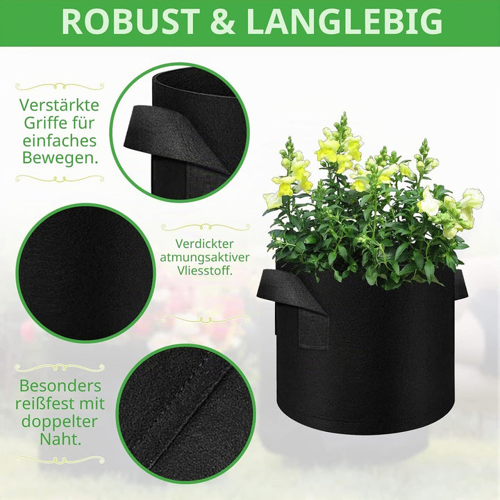 LITLANDSTAR 12 Stück 19L Pflanzsäcke aus Vliesstoff, Gartenpflanze Anbaubeutel Atmungsaktive Vliesst