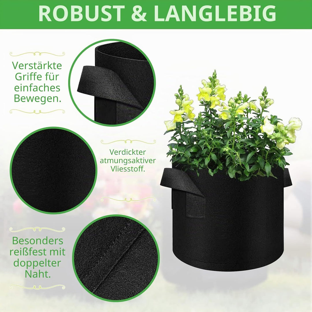 LITLANDSTAR 12 Stück 12L Pflanzsäcke aus Vliesstoff, Gartenpflanze Anbaubeutel Atmungsaktive Vliesst