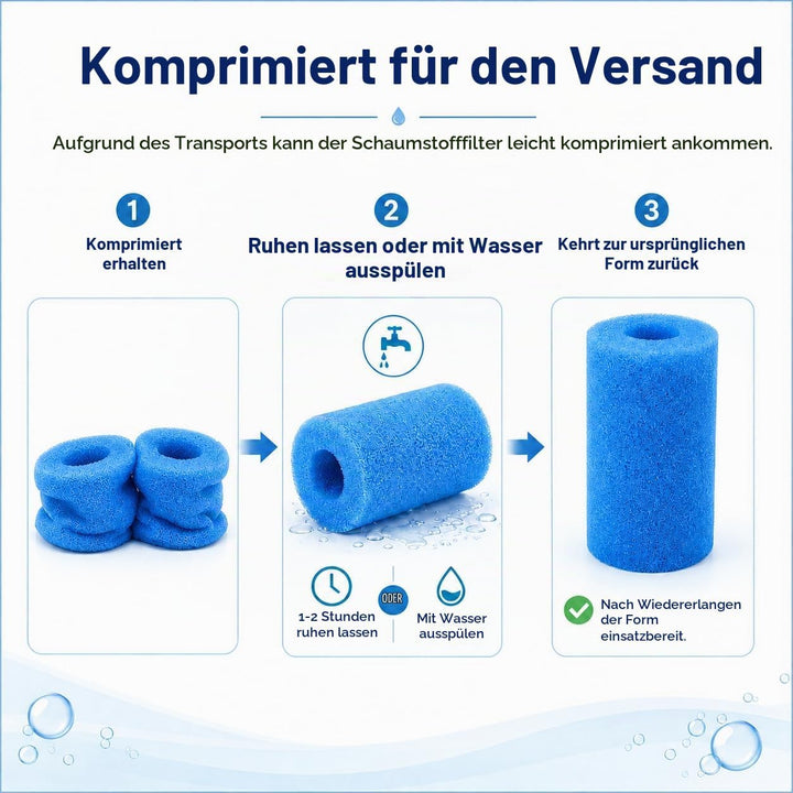 Poolfilter Typ A Schaumstoffkartusche 20x10 cm, 4 Stück