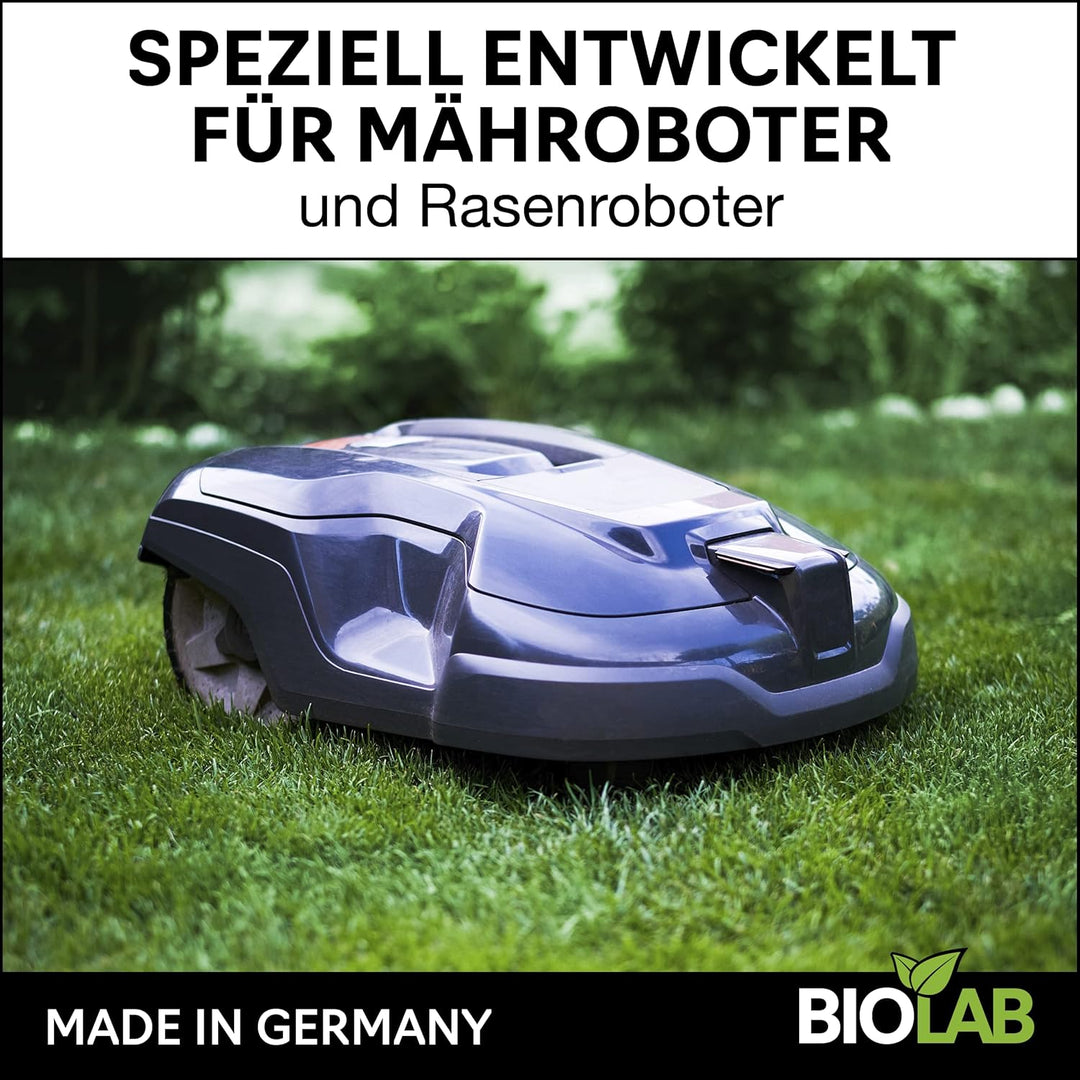 BIOLAB Bio Mähroboter Reiniger (1000 ml Konzentrat) zur Rasenmäher Roboter Reinigung, passend für Ga
