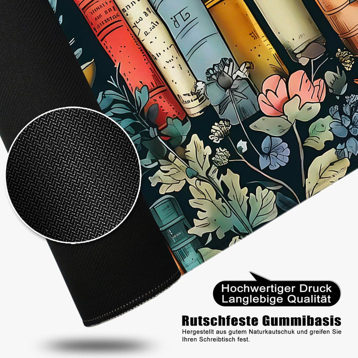 Blumen Mauspad Buch xl Gross Gaming Mousepad Retro Desk Pad Flower Desk Mat Book Bürozubehör Schreib