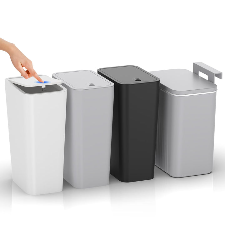 4Stk Kleiner Mülleimer mit Deckel, 3x10L Abfalleimer mit Deckel für Büro Schlafzimmer WC, 1x9L Küche