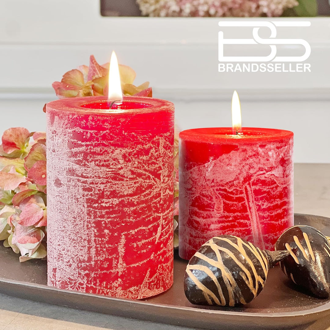 Brandsseller Stumpenkerze 4er Set | 9x15 cm | Weihnachtskerze | Adventskranz | Bordeaux 9 x 15cm | 4