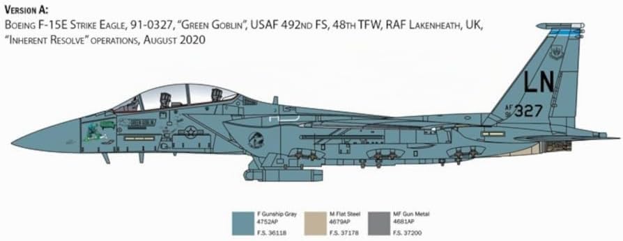 Italeri IT2803 2803 F-15E Strike Eagle, Massstab 1:48, Plastic Model Kit, Modell aus Kunststoff zum
