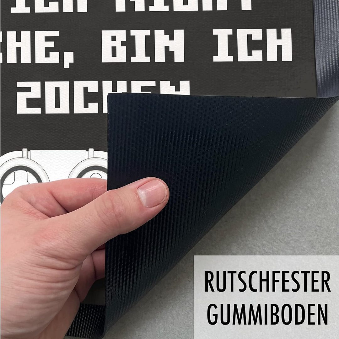 Trendation - Gamer Zocker Fussmatte Geschenk Freund Geschenkidee Wenn Ich Nicht Aufmache Bin Ich Am