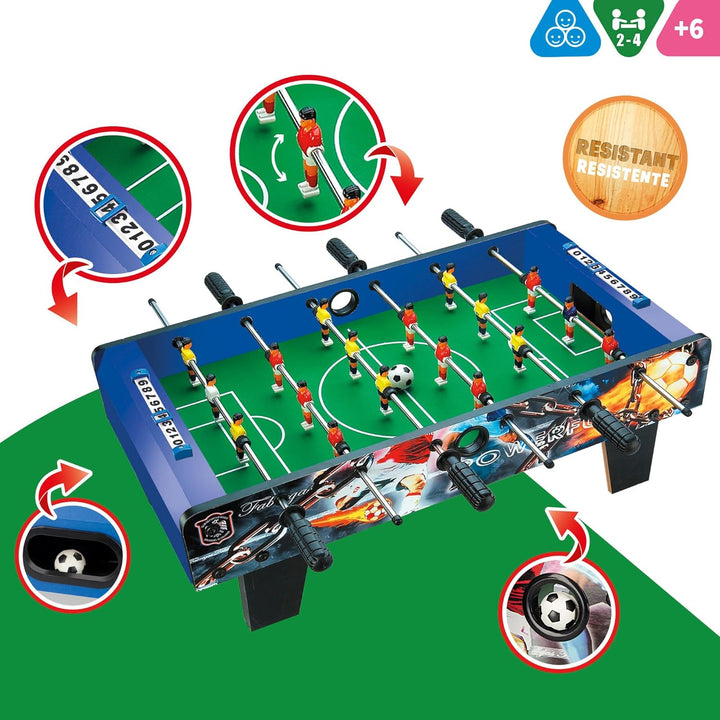 COLORBABY - Kickertisch aus Holz, blau, Tisch Cbgames, 3 años to 99 años 69 x 37 x 24 cm, 69 x 37 x