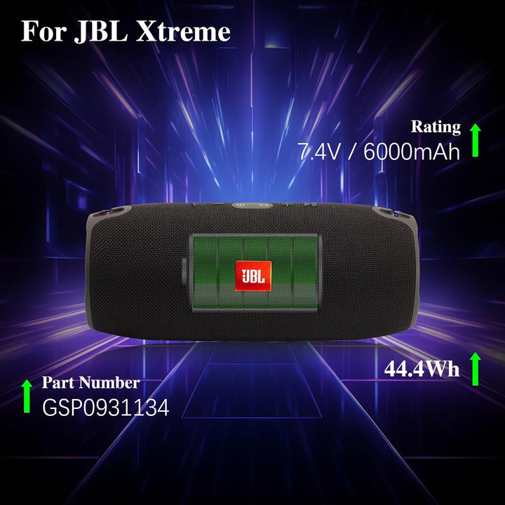 6000mAh Ersatzakku für JBL Xtreme Bluetooth-Lautsprecher, Extreme Teilenummer GSP0931134, 7,4V JBL X