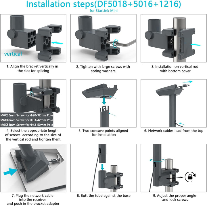 Starlink Dachhalterung,Starlink Wohnmobilhalterung,Starlink pole adapter für Starlink Gen 3(V3)/Star