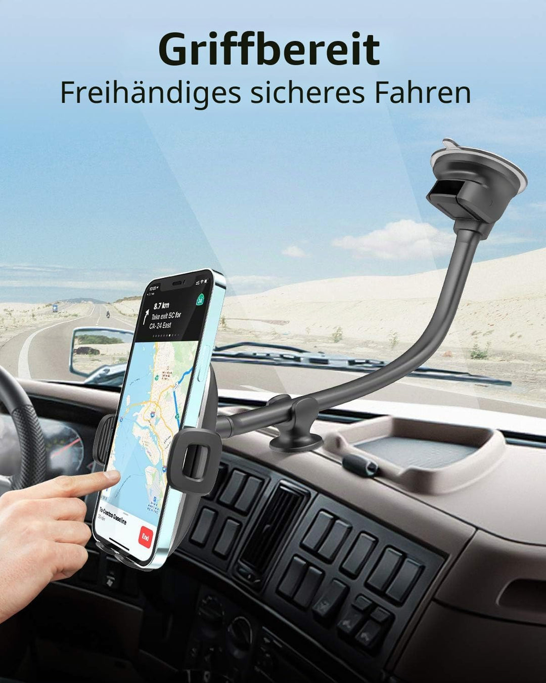 APPS2Car Auto HandyHalterung für Windschutzscheibe mit flexiblem Langen Arm, 13 Zoll Schwanenhals kf