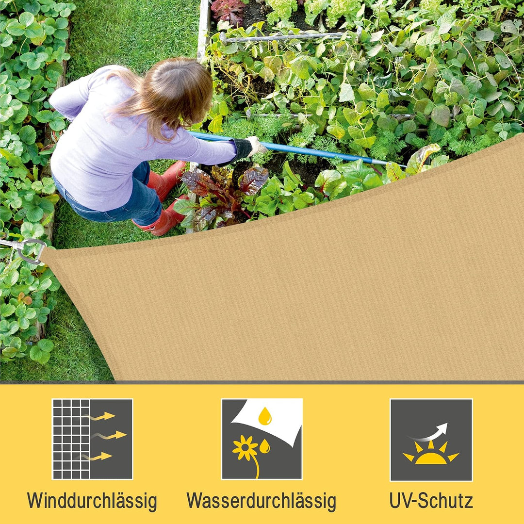 Sol Royal Sonnensegel rechteckig 4x5m Wasserdurchlässig HDPE Atmungsaktiver Balkon Terrasse Segeltuc