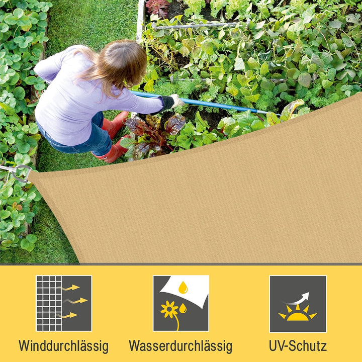 Sol Royal Sonnensegel rechteckig 4x5m Wasserdurchlässig HDPE Atmungsaktiver Balkon Terrasse Segeltuc
