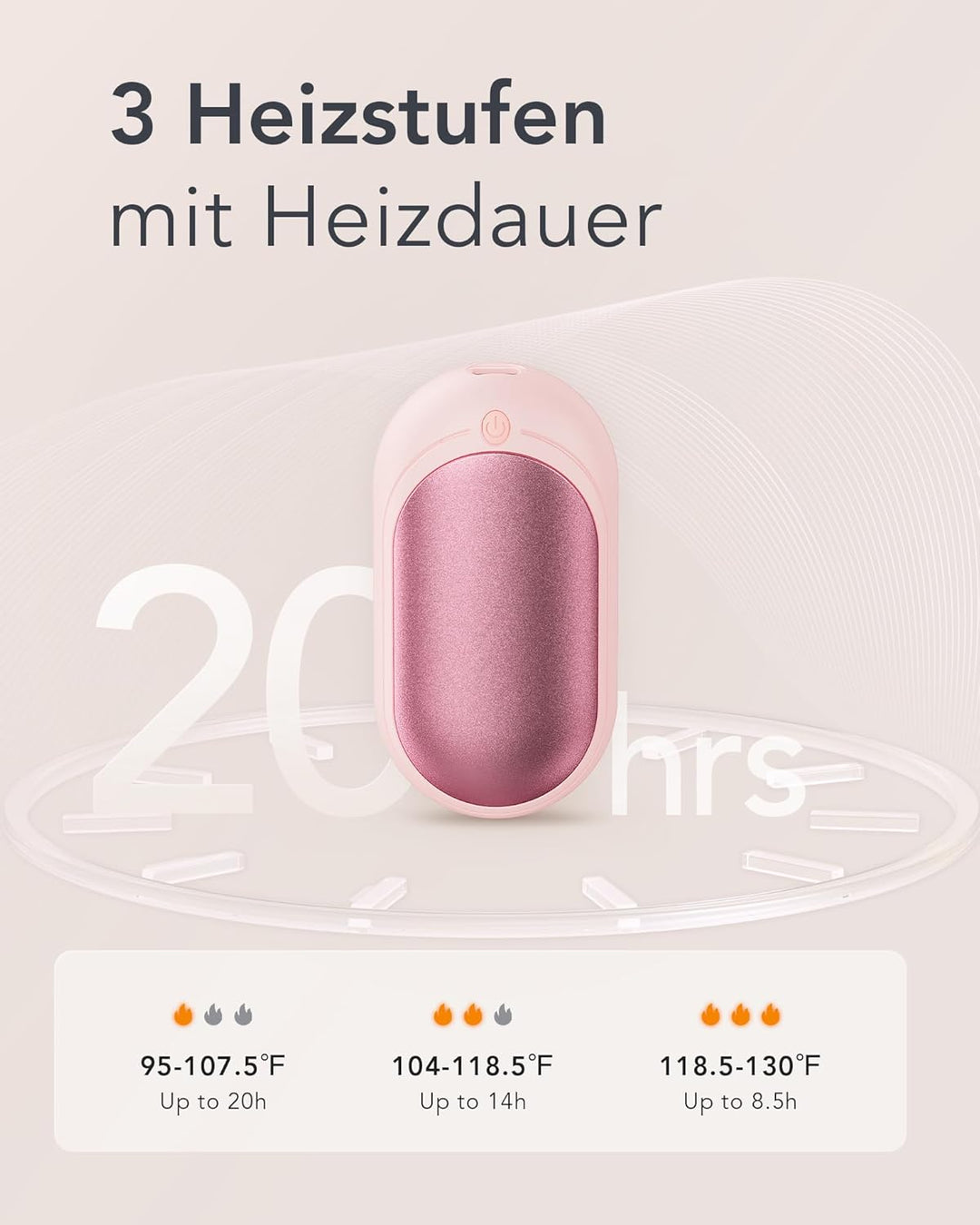 VEGER Handwärmer, Wiederaufladbar Taschenwärmer 2er-Pack mit 3 Stufen, Schnelle Wärme, Handlich & Pr