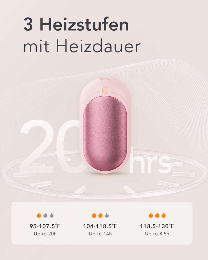 VEGER Handwärmer, Wiederaufladbar Taschenwärmer 2er-Pack mit 3 Stufen, Schnelle Wärme, Handlich & Pr