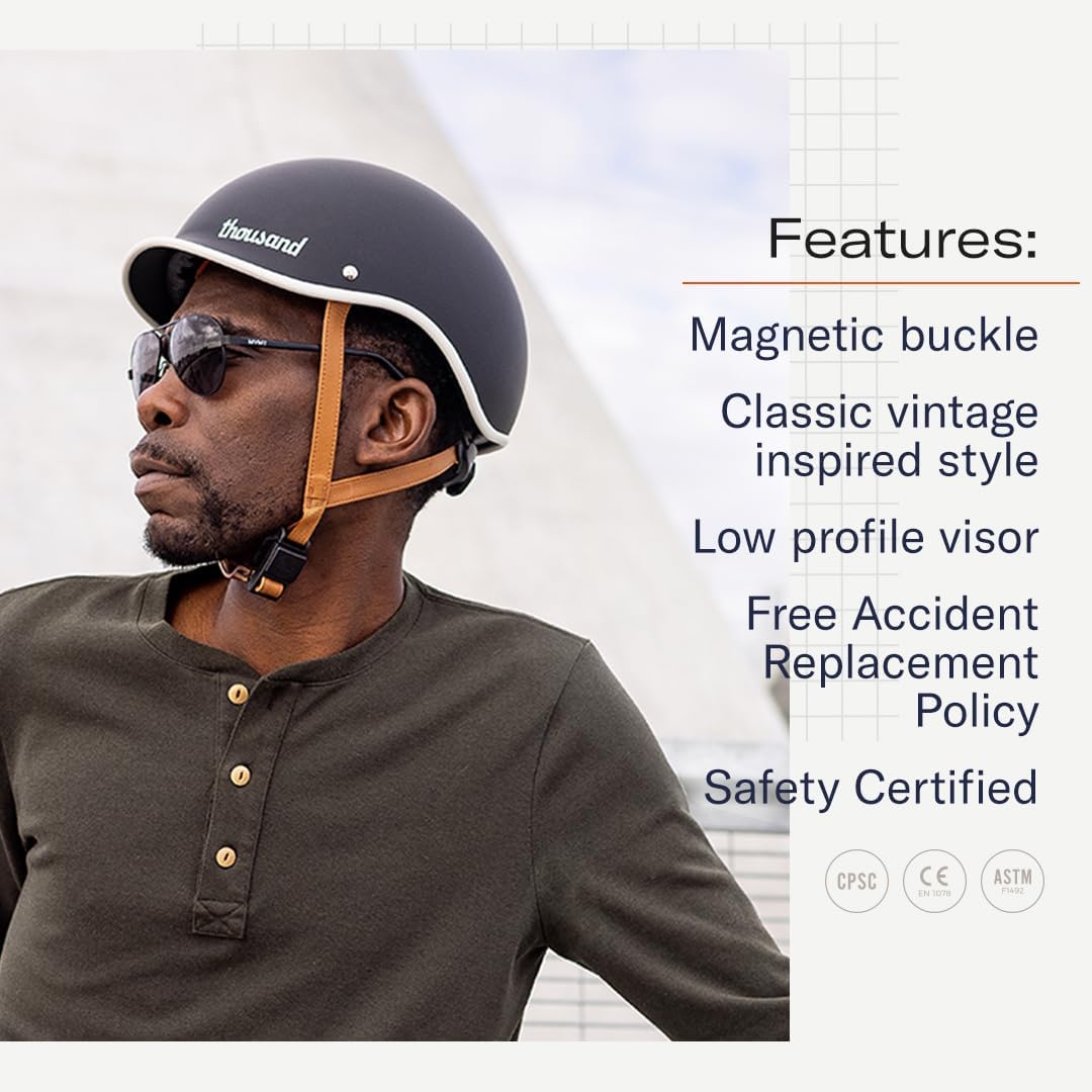 Thousand Heritage Collection Fahrradhelm für Erwachsene, niedriges Profil, Retro, Pendler, Sicherhei