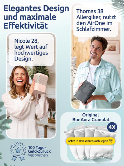 BonAura® AirOne Luftentfeuchter ohne Strom mit 360° Belüftung I Raumentfeuchter mit Ausgiesser & 680