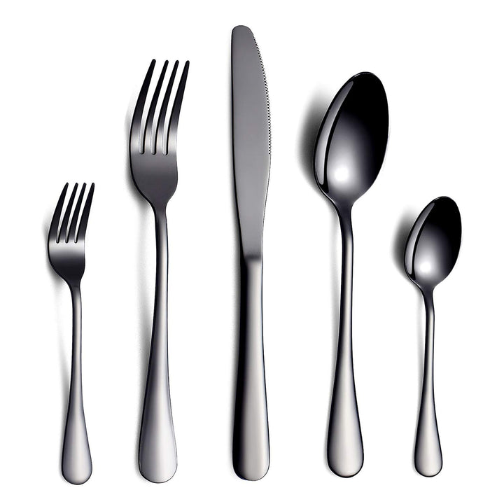 HOMQUEN Schwarzes Besteck/Besteck Set,30 Stück Edelstahl Messer Gabel Löffel Set für 6 Personen (Sch