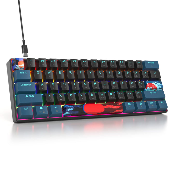 SbocKeeb Gaming Tastatur Mechanische, Mini Tastatur 60 Prozent Amerïka QWERTY, 61 Tasten Kabelgebund