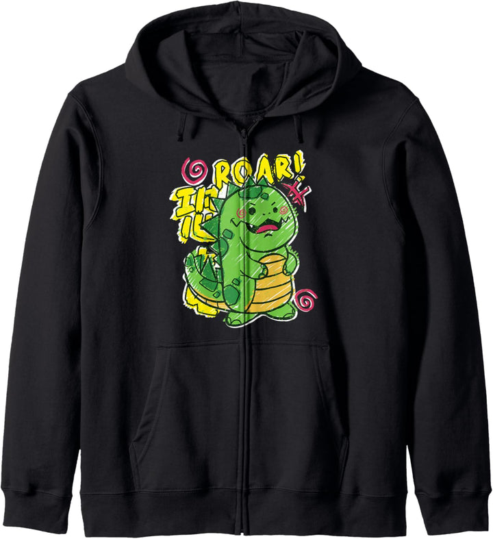 Brüllender T-Rex l Niedlicher Dinosaurier Doodle Style Kapuzenjacke