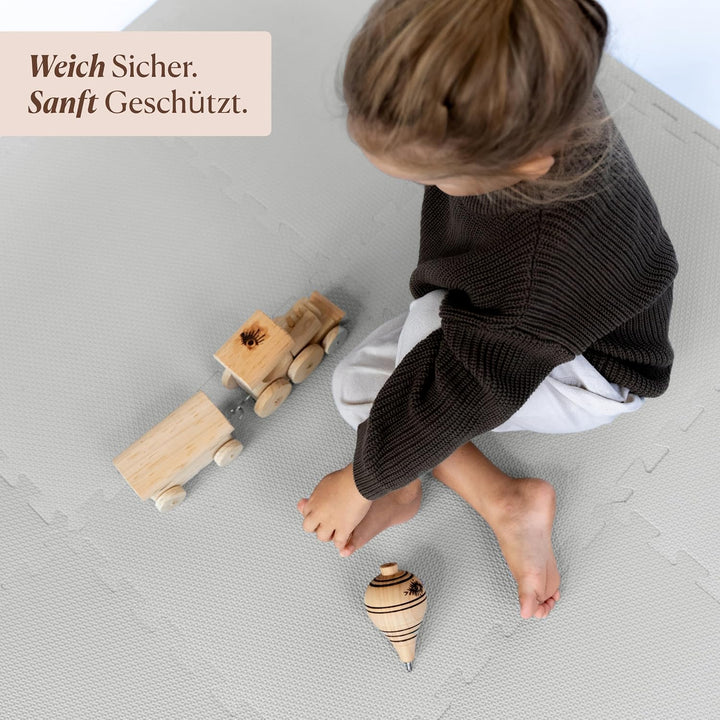 Toddlekind Baby-Puzzlematten, 9-TLG. mit Randteilen, ungiftige Schaumstoffmatten, für Bauchzeit & Kr