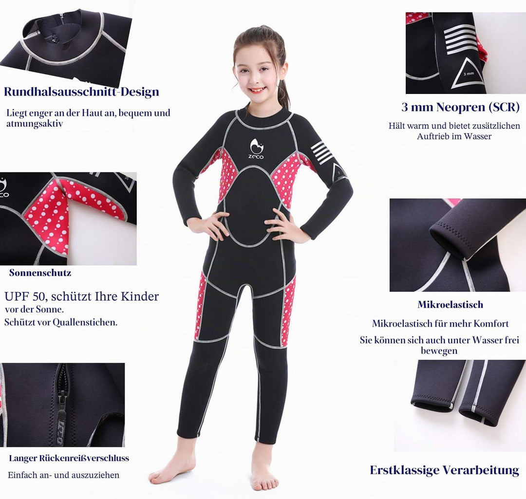 ZCCO Kids Neoprenanzug, 2,5 mm Neopren-Thermo-Badeanzug, Jugend-Badeanzug für Jungen und Mädchen Wär