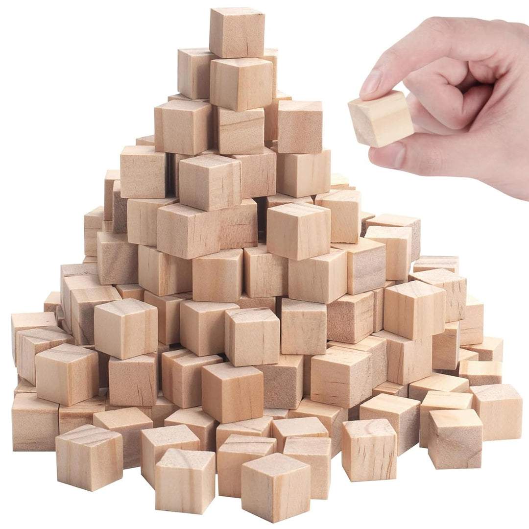 200 Stück Holzwürfel 20mm Holzklötzchen zum Basteln, Blanko Holzklötzchen Natur Holzklötze Holzblock