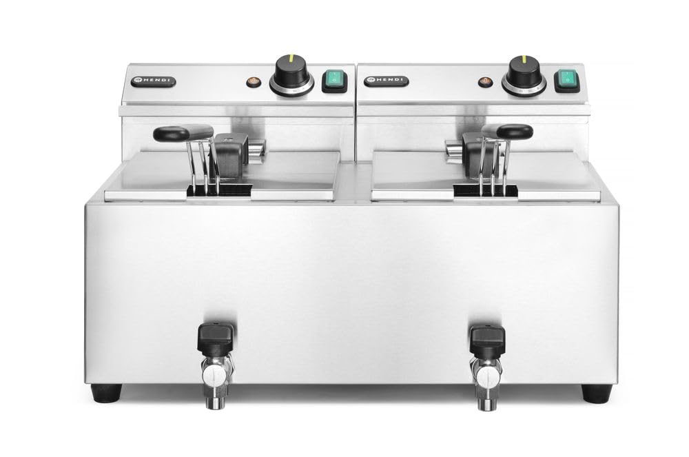 HENDI Fritteuse Mastercook, mit Ablasshahn,Tisch Friteuse, Sicherhetsthermostat, Frittierkorb mit ex