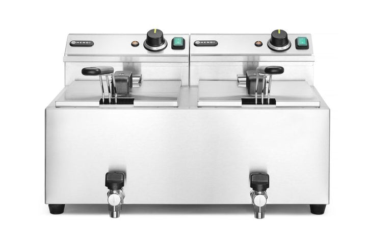 HENDI Fritteuse Mastercook, mit Ablasshahn,Tisch Friteuse, Sicherhetsthermostat, Frittierkorb mit ex
