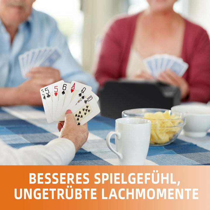QUICARD Elektrischer Kartenmischer – Geräuscharmer & Wiederaufladbar (2000 mAh) – Mischt 2 Kartensät