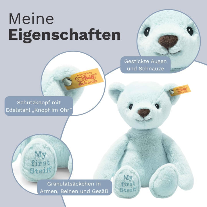Steiff 242144 Soft Cuddly Friends My First Teddybär - 26 cm - Kuscheltier für Babys - hellblau (2421