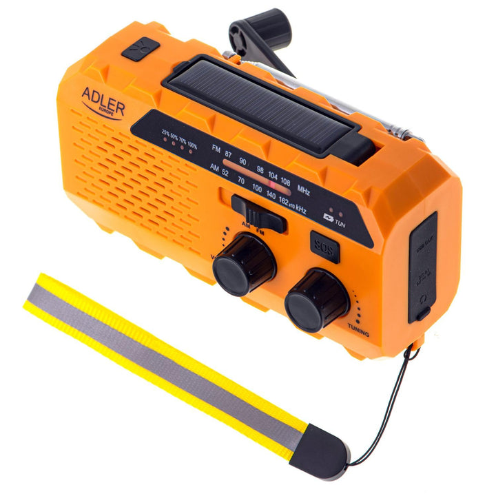 Adler AD1197 Kurbelradio Tragbares Solar mit Kurbel Ladegerät, AM/FM Radio mit Handy USB C Anschluss