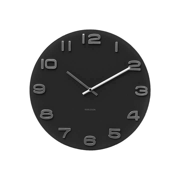 Karlsson KA4401 Wanduhr Vintage Glas Schwarz, Black, 35x35x4.2 cm 35x35x4.2 cm Schwarz, 35x35x4.2 cm