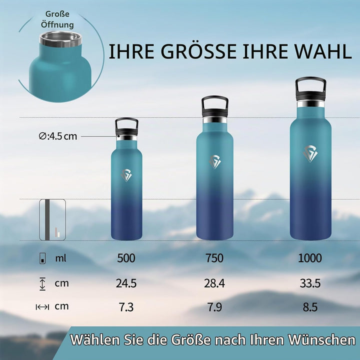 Trinkflasche, 750 ML BPA-Frei, Thermosflasche, Auslaufsichere Isolierflasche Doppelwandig, Wasserfla