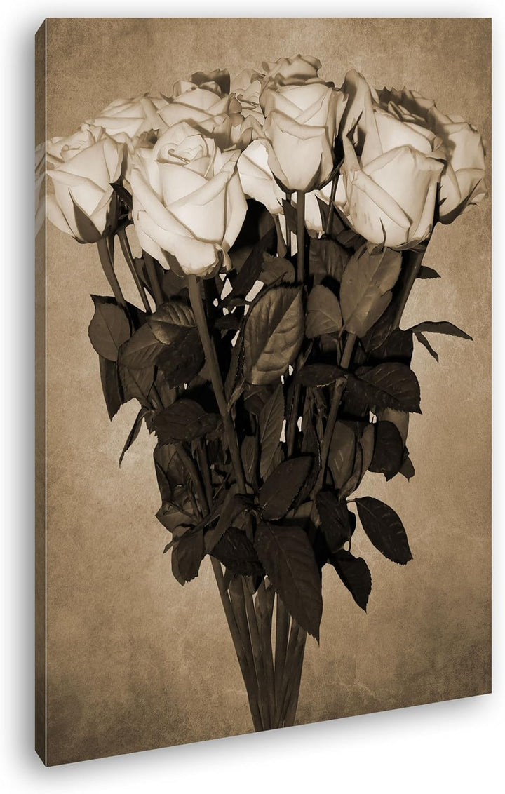 deyoli Blumenstrauss Rosen Format: 80x60 Effekt: Sepia als Leinwand, Motiv fertig gerahmt auf Echtho