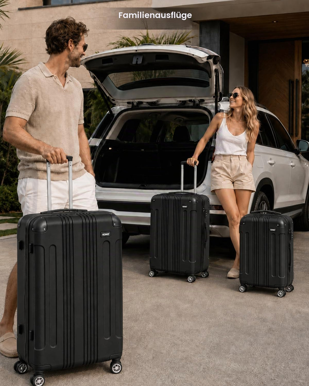 KONO Trolley Koffer Mittelgross Leicht Hartschalenkoffer Reisekoffer mit 4 Rollen, 65x42x26cm, 65Lit