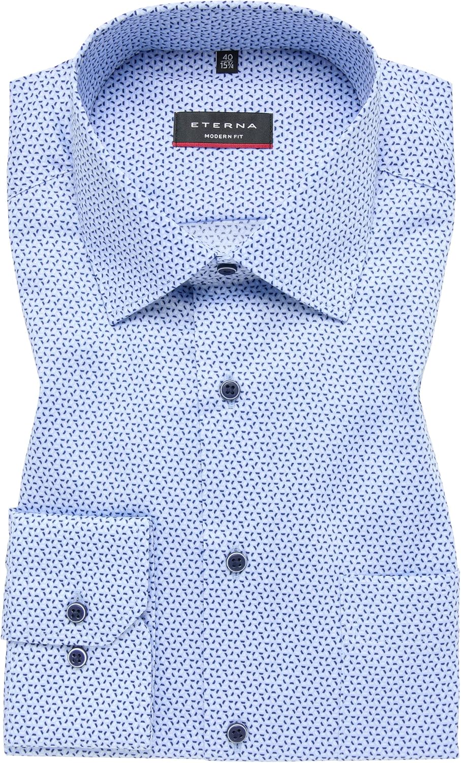 ETERNA Herren bedrucktes Baumwollhemd MODERN FIT 41 Hellblau, 41 Hellblau