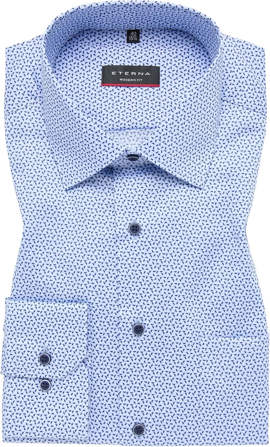 ETERNA Herren bedrucktes Baumwollhemd MODERN FIT 41 Hellblau, 41 Hellblau