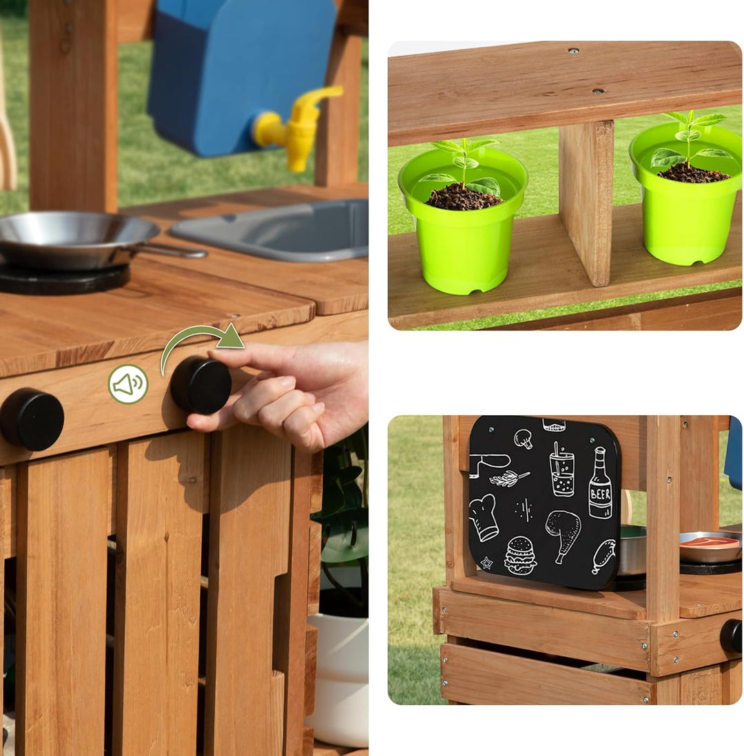 OOOK Matschküche Kinder Outdoor, Outdoor Küche Kinder mit Wasseranschluss, Spielzeug ab 3 Jahre mit