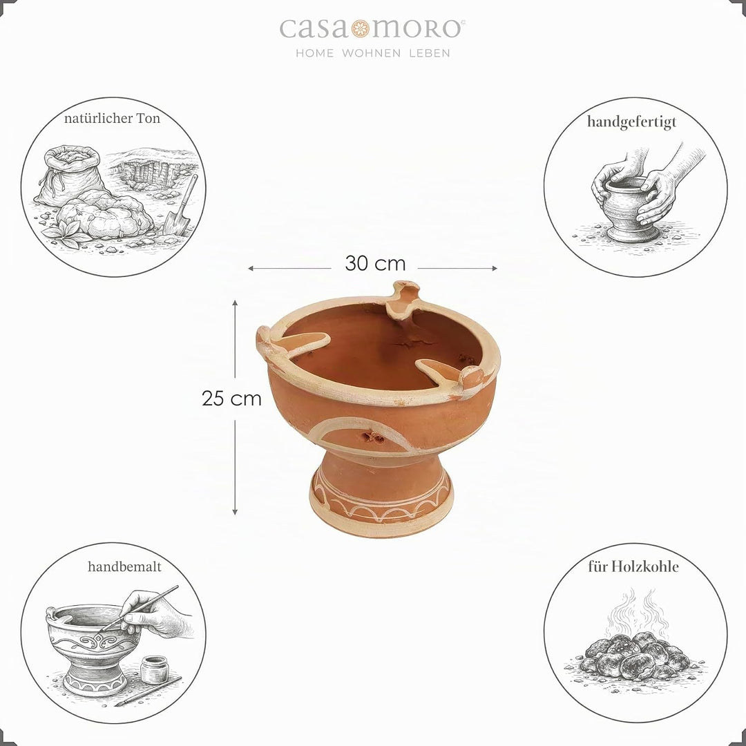 Casa Moro Marokkanische Holzkohle Stövchen Majmar Ø 30 x Höhe 25cm für Tajines Böden Ø 24-27cm | Kun