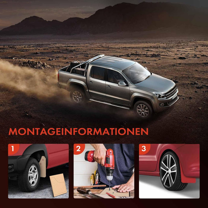 4X Universal Auto Schmutzfänger Spritzlappen Spritzschutz Rot Kompatibel mit Schrägheck Kombi Limous