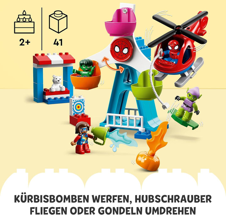 LEGO 10963 DUPLO Marvel Spider-Man & Friends: Jahrmarktabenteuer, Freizeitpark mit Spielzeug-Hubschr