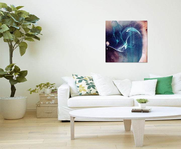 Paul Sinus Art Abstrakt342_60x60cm Bild auf Leinwand Koralle Lichtschweif Abstraktes Motiv quadratis
