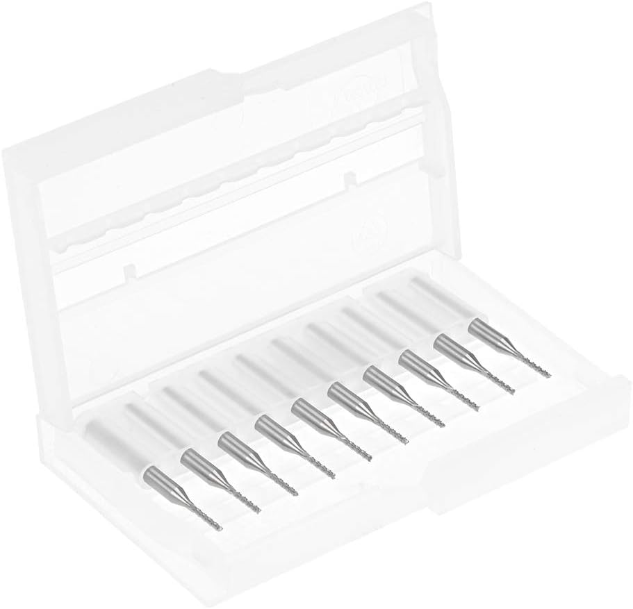 sourcing map 10 Stücke 1,2mm Hartmetall Schaftfräser Gravur Fräser für Leiterplattenmaschine, 1/8 "S