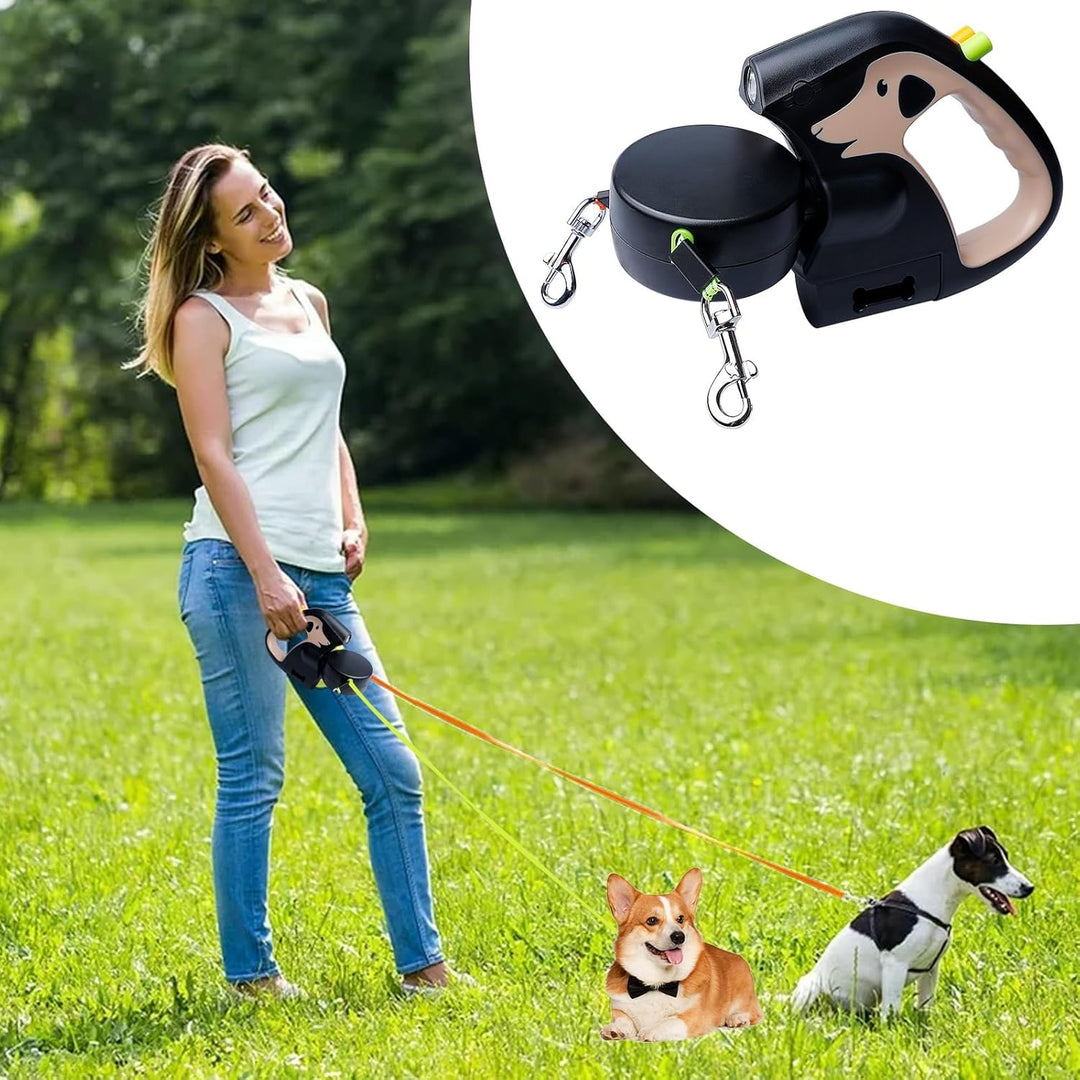 Hundeleine Doppelleine Für 2 Hunde 3 M Rollleine Hundeleine Mit Licht, Doppelte Einziehbare Hundelei
