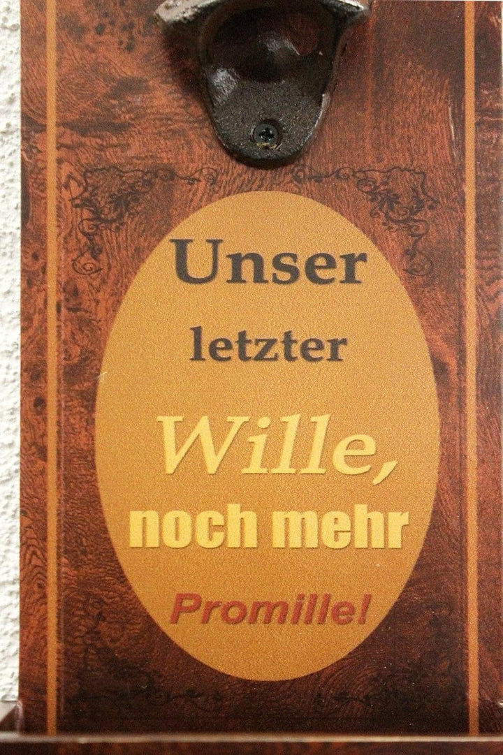 DanDiBo Wandflaschenöffner mit Auffangbehälter Holz 5093 Bieröffner 32 cm Flaschenöffner Öffner Wand
