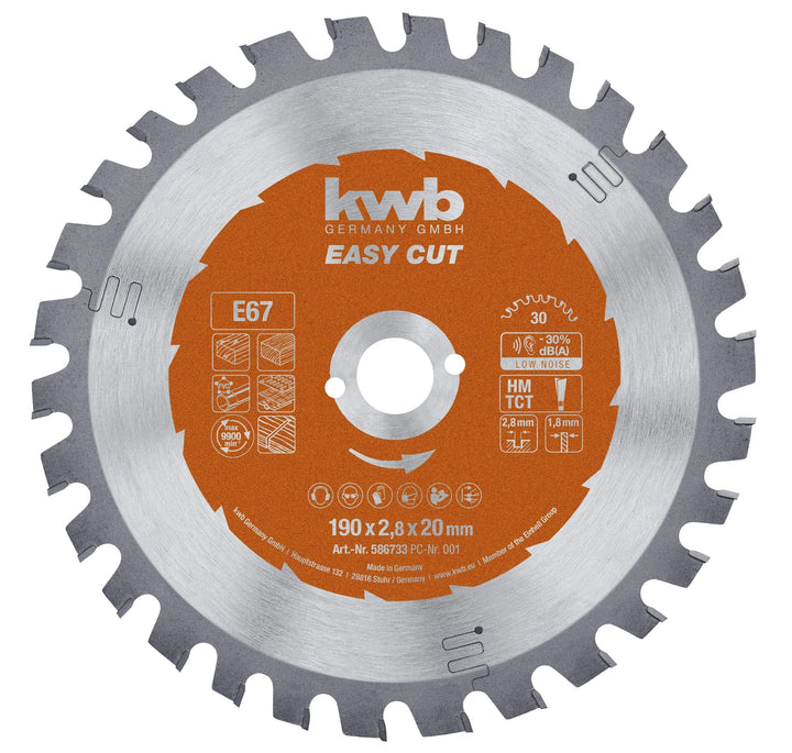 kwb Kreissägeblatt 190 x 20 mm, Made in Germany, Nagelfest, für Holz mit Metallresten, Universal Säg