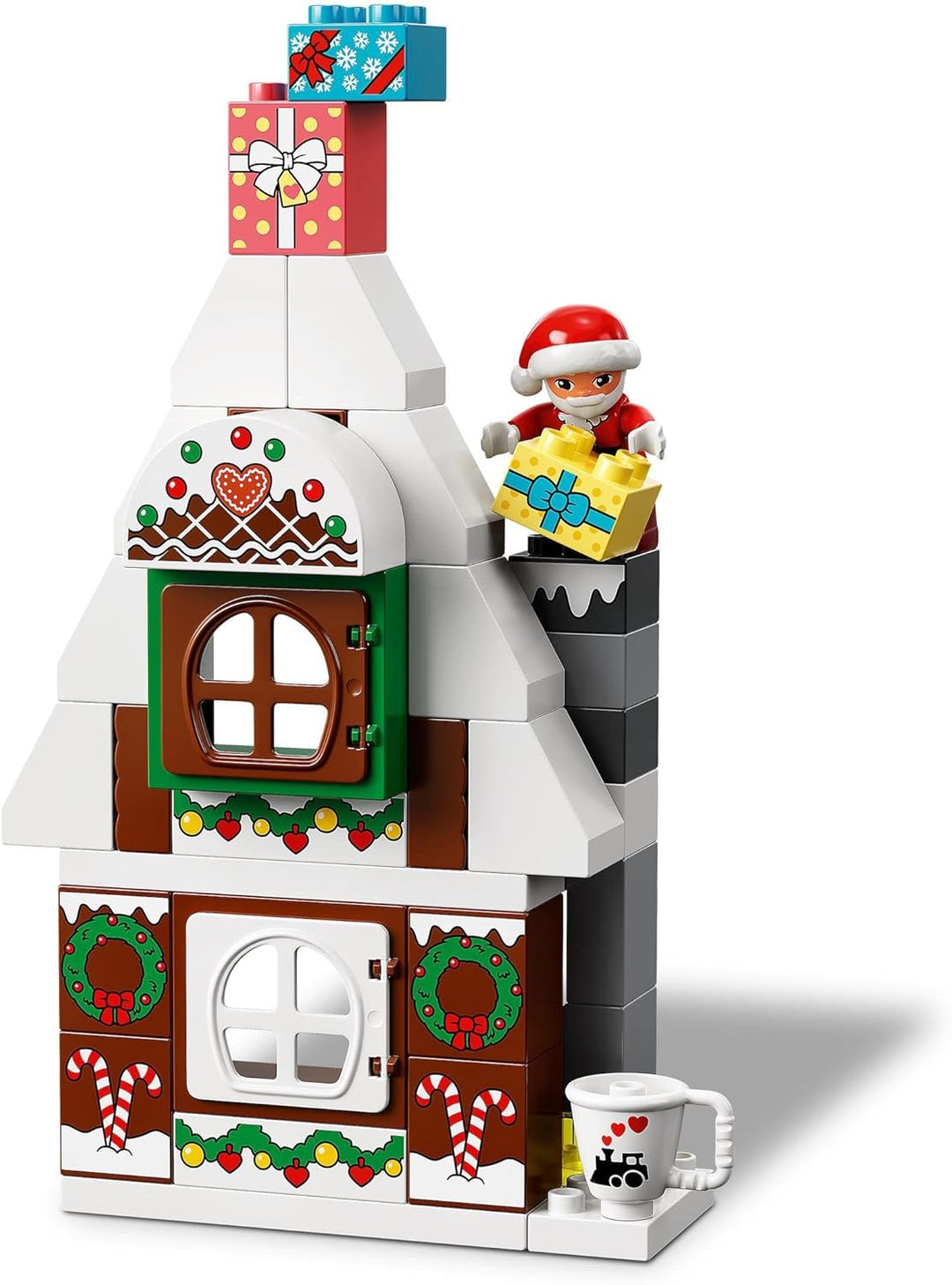 LEGO 10976 DUPLO Lebkuchenhaus mit Weihnachtsmann Figur, Weihnachtshaus-Spielzeug, Geschenk für Klei