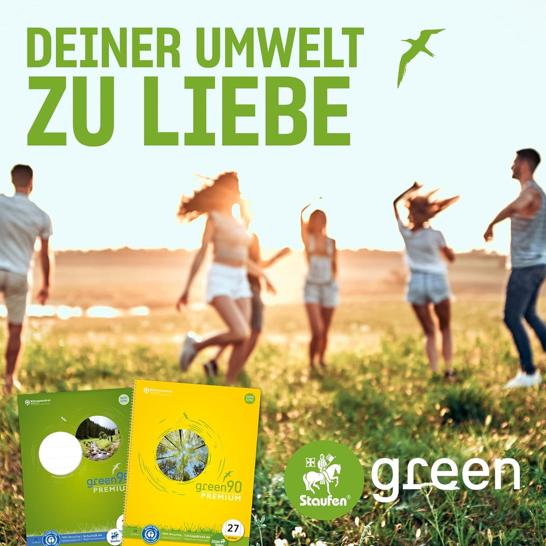 Staufen Green Heft - DIN A4, Lineatur 25 (liniert mit Rand), 32 Blatt, premiumweisses 90g/m² Recycli