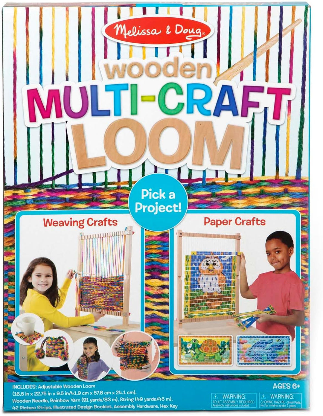 Melissa & Doug 19381 Hölzerner Webrahmen Für Diverse Bastelarbeiten, Mehrfarbig, 41.91 cm H x 57.785