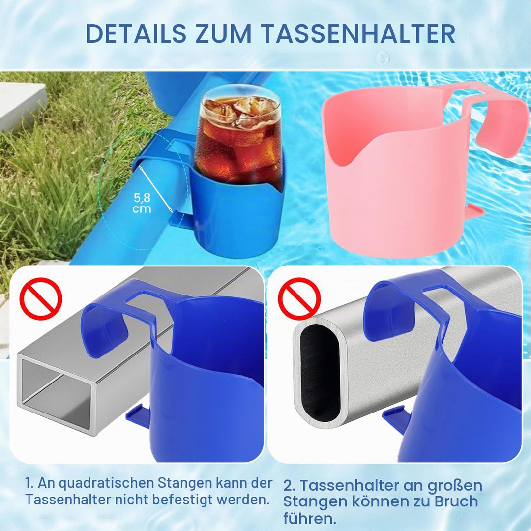 4 Stück Pool Getränkehalter Poolrand, Pool Becherhalter Kunststoff, Flaschenhalter Poolrand, Pool Zu